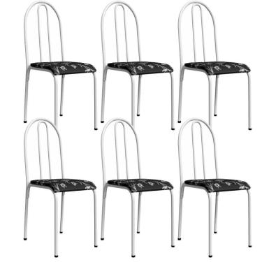 Imagem de Kit 6 Cadeiras 544 Sala Jantar Cozinha Pés Aço Tubular Floral Branco