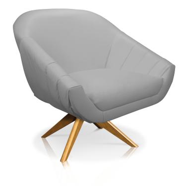 Imagem de Poltrona Giratória Giovana Corino Cinza Base Madeira MA30 - D'Rossi