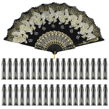 Imagem de Ventiladores dobráveis de renda Geelin, 50 unidades, ouro borboleta, 2