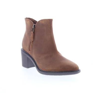 Imagem de Clarks Bota feminina de cano curto com zíper, Couro marrom escuro, 7.5