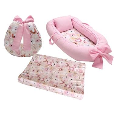 Imagem de Kit Berço Bebê, Ninho Redutor, Almofada de Amamentação, Trocador, Menino e Menina (Ursa mel)