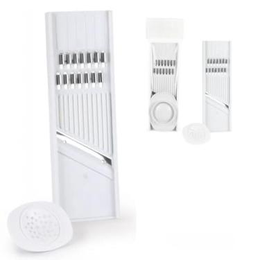 Imagem de Cortador Fatiador Ralador de Legumes Manual Multiuso para Fruta Queijo Lâmina Inox 21 Cm