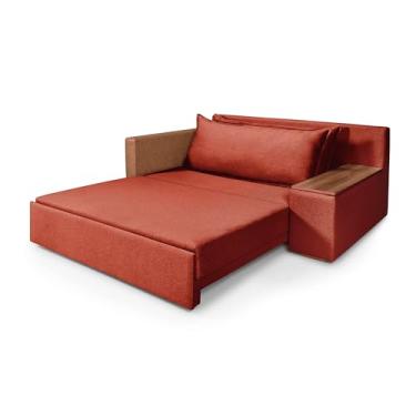 Imagem de Sofá Cama Panamá com Baú Chenile Pompéia Aveludado Composê Casal 2 Lugares Goiaba 207/856