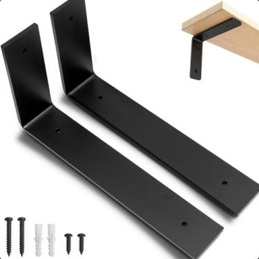 Imagem de rio design99 – 15cm - mão francesa cantoneira invertida – preta – ferro aço suporte para prateleira reforçada resistente industrial madeira bancada estante – 150mm