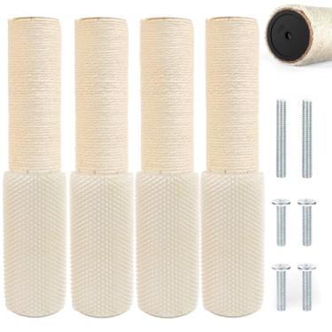 Imagem de PETUOL 4 peças de reposição para postes de arranhar gatos M8 com parafusos, 39 x 10 cm de sisal natural atualizado e peças de substituição de árvore de gato com pontas macias, para móveis de torre de