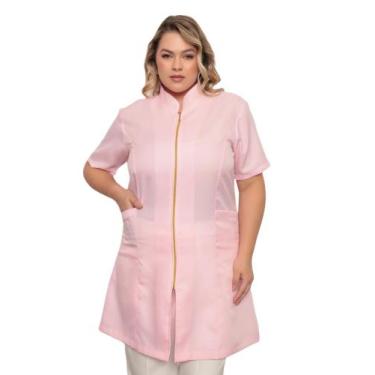 Imagem de Jaleco Feminino Malta Plus Size Rosa Claro Manga Curta - Gardenia Jale