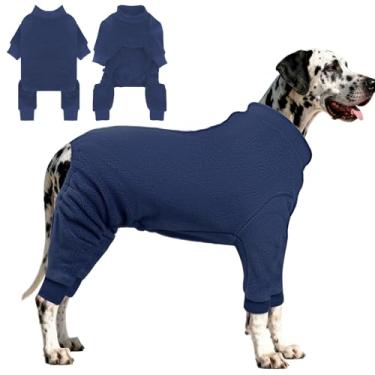 Imagem de IECOii Pijama de cachorro para raças grandes, macacão de lã para cães com mangas compridas, pijamas quentes e elásticos para meninos e meninas, casaco para clima frio para inverno, lavável na máquina