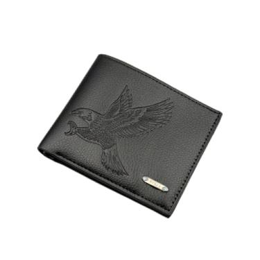 Imagem de Carteira masculina dobrável com bloqueio fino, bolso frontal minimalista - fina e elegante com janela de identidade01, Preto, Minimalista