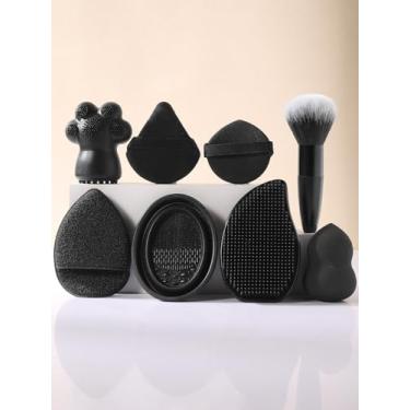Imagem de Kit de ferramentas de maquiagem com 8 peças, ferramentas de limpeza facial, base de esponja de maquiagem, pó, aplicador cosmético para pó, líquido, ferramentas de maquiagem facial