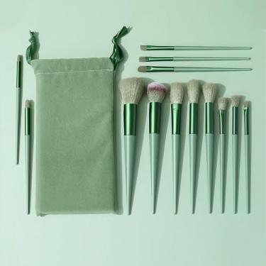 Imagem de Conjunto de 13 pincéis de maquiagem profissionais para mulheres, sombra, base, blush, corretivo, ciano