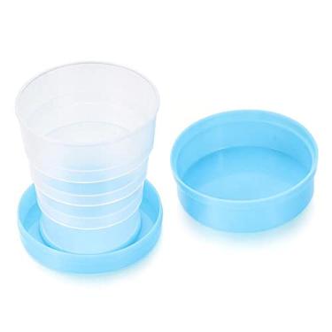Imagem de Copos de café para acampamento telescópico cozinha e jantar esportes e ar livre caneca dobrável para beber (azul)
