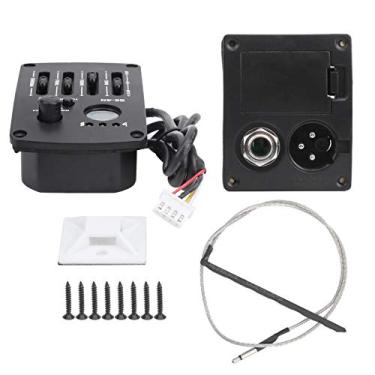 Imagem de Munefe eq equalizador captador, guitarra acústica 4 bandas pré-amplificador, 4 bandas equalizador sintonizador digital captador para guitarras folclóricas clássicas