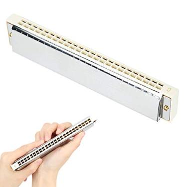Imagem de Profissional C -Key Diatônica Gaita Com a Placa de Cobertura de Aço Stainl - para Iniciantes, S e Desempenho (Branco)