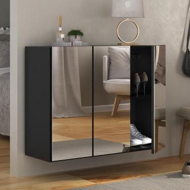 Imagem de Sapateira 3 Portas Com Espelho Suspensa Nina Mp6021 Preta