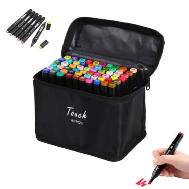 Imagem de Estojo 60 Canetas Marcadoras Touch Permanente Canetinha Ponta Dupla (Fina + Grossa) Para Colorir Bobbie Goods, Lettering, Desenho, Arte Profissional e Escolar