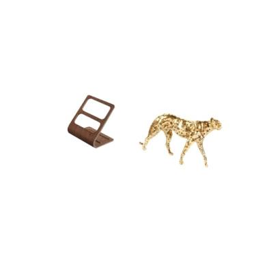 Imagem de Fenteer Organizador de Mesa para Controle Remoto de TV com Estatueta de Dourada, Peça Decorativa para Centro de Mesa, Organizador de Escrivaninha, Su