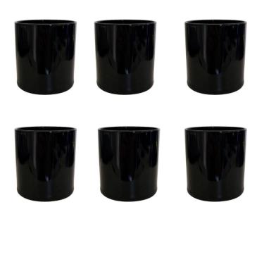 Imagem de Kit 6 Copos De Vidro Whisky Preto 230 Ml