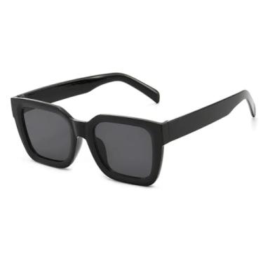 Imagem de JRLLFD Óculos de sol femininos de luxo, armação grande, masculino, feminino, UV400 (preto, cinza)