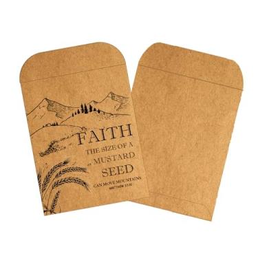 Imagem de Envelope de semente de mostarda kraft a granel não contém sementes, semente de mostarda da fé, envelopes vazios resseláveis, bolsos de armazenamento adesivos, organizador de sementes (8 x 12 cm)