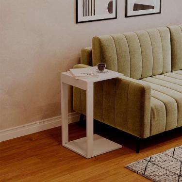 Imagem de Mesinha Lateral de Apoio Branca Sala Quarto 30x30x65cm - Mercado das P