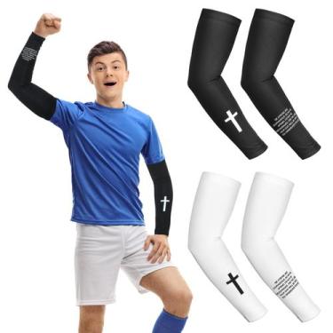Imagem de Manga de braço Bunnycool Youth Cross Christian Compression 39cm