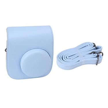 Imagem de Cryfokt Capa de Couro Pu para Câmera Instantânea, Forte, Resistente a Arranhões, Capa Protetora para Mini 12 11, Câmera Instantânea para Viagens e Acampamento (Azul)