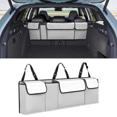 Imagem de Alieemo Organizador de porta-malas de carro, bolsa de carga dobrável à prova d'água com 4 bolsos, armazenamento grande para pendurar no banco traseiro com alças ajustáveis, economia de espaço