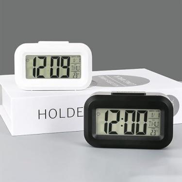Imagem de Relógio Despertador Digital Mesa LED Mini LCD Com Luz temperatura Alarme Moderno escritorio cozinha academia cabeceira consutorio exibe hora,portátil luz noturna cor sortida - ALÉMDACASA