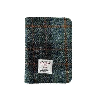 Imagem de Harris Tweed Porta-passaporte de couro para viagem, capa fina e leve com compartimento para cartão de vacina, bloqueio RFID, ideal para mulheres e homens, Nº 885, Carteira de couro de vaca e lã para