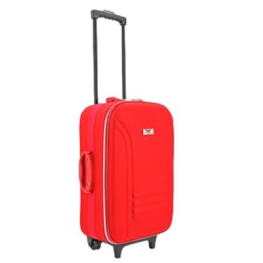 Imagem de Mala de Bordo Viagem ABS Rígido Vermelha 55x35x23cm, 4 Rodas, Com Cadeado Embutido, Padrão ANAC, 10kg
