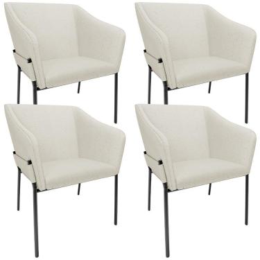 Imagem de Kit 4 Cadeiras Para Sala De Jantar Estar Living Olívia L02 Linho Champagne - Lyam Decor