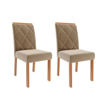 Imagem de Kit 2 Cadeiras Sala Jantar Fernanda Wood 2 Un Madeirado Suede Joli Capuccino Cimol
