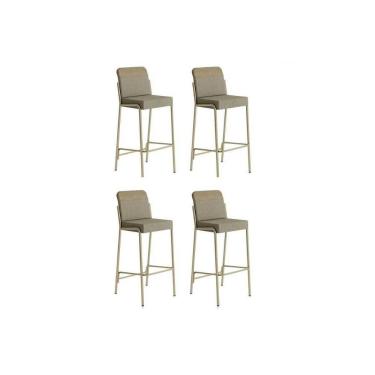 Imagem de Banqueta Sala De Jantar Duo 1753 Kit 4 Un Dourado-linho Bamboo-ano Bamboo - Carraro