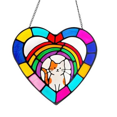 Imagem de JZZNNFEZN Pendurado em vitral, memorial para animais de estimação, painel de vidro, apanhador de sol, decoração para mãe, esposa, avó, mulheres, homens e tia, pendurar no jardim para Natal, Dia das