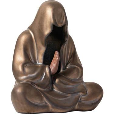 Imagem de Chiorgone Estátua de Buda – Escultura de Buda de Cerâmica Sem Rosto para Meditação, Escritório, Mesa de Chá e Decoração Zen, Presente Espiritual para Relaxamento (Ouro)