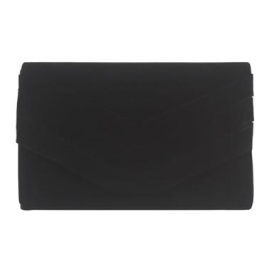 Imagem de YUGAORULI Bolsa clutch feminina para noite bolsas de noite bolsas de festa de casamento bolsa clutch de veludo camurça plissada, Preto