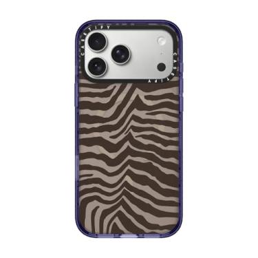 Imagem de CASETiFY Capa Impact para iPhone 17 Pro Max [fina/compatível com Magsafe/2,5 m. Proteção contra quedas de grau militar 4X] - marrom zebra - azul macio