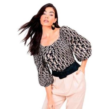 Imagem de Blusa Feminina Manga 3/4 Geométrica-Feminino