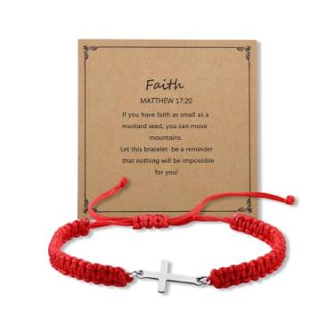Imagem de Presentes God Bless You para mulheres e homens, pulseira cruzada, comunhão, confirmação de batismo, presente para afilhado, Small, Zinco, Sem Pedra Preciosa