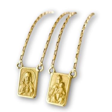 Imagem de Escapulário Masculino Tijolinho .85 70 Cm S Face Ouro 18k Dourado