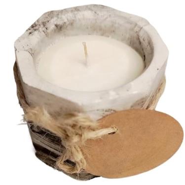 Imagem de Vela Aromática Lavanda Perfumada Artesanal Vegetal Vaso de Gesso Vasinho(1 Vela Lavanda (35g))