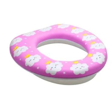 Imagem de Assento Redutor Sanitário Infantil Almofadado com Espuma Alta Densidade Para Privada Vaso 29,5 x 28 x 6 cm para Crianças em Fase de Desfralde (Nuvem)