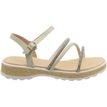 Imagem de Sandália Salto Baixo Juvenil Molekinha Tiras Strass Menina, 34, Branco