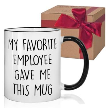 Imagem de HIWERAN Caneca de presente de chefe sarcástica My Favorite Employee Gave Me This Mug Presentes de aniversário engraçados para ele, ela, colegas de trabalho, caneca de chefe 325 ml