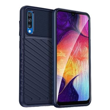 Imagem de IDEWEI Capa para Samsung Galaxy A30S. Fibra de carbono refinada, anti-queda, anti-impressões digitais, proteção integral. A capa do telemóvel é compatível com Samsung Galaxy A30S