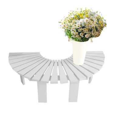 Imagem de Banco de jardim semicircular de madeira, envoltório de banco de árvore, banco ao ar livre, banco de pátio para parque, quintal, pátio, deck gramado (branco)