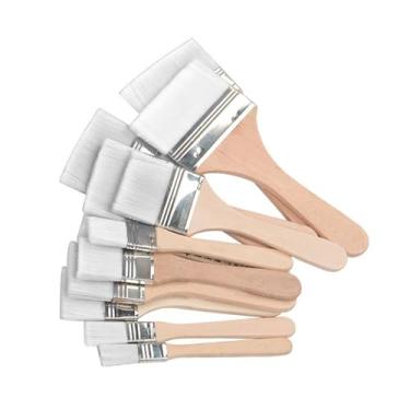 Imagem de Conjunto de 12 Pincéis com Cerdas Nylon Planas Pincel Profissional para Pintura Parede e Óleo DIY Churrasco Materiais Arte Cabo Madeira Premium Tintas Solúveis Suporte Prático Incluído
