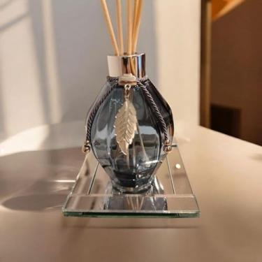 Imagem de Frasco de Vidro para Aromatizador 250ml Dégradé com Tampa Luxo, Varetas e Bandeja Decorada(Cinza)