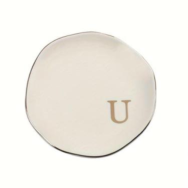 Imagem de Bandeja de joias de cerâmica com letras de 12 cm, prato decorativo para anéis, brincos, colares, pulseiras, chaves de relógio, aniversário, dia das mães, casamento, presente de Natal para mulheres