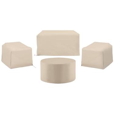 Imagem de Crosley Furniture Capas de móveis de pátio, à prova d'água, conjunto de capas de 4 peças para cadeiras ao ar livre, namoradeira, mesa, caramelo